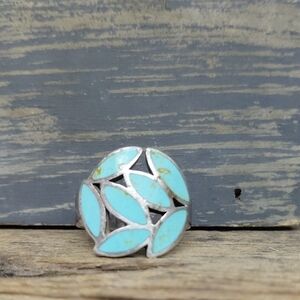 Rare Vintage Chapel Zenray 925 With Real Turquoise Inlay Ring